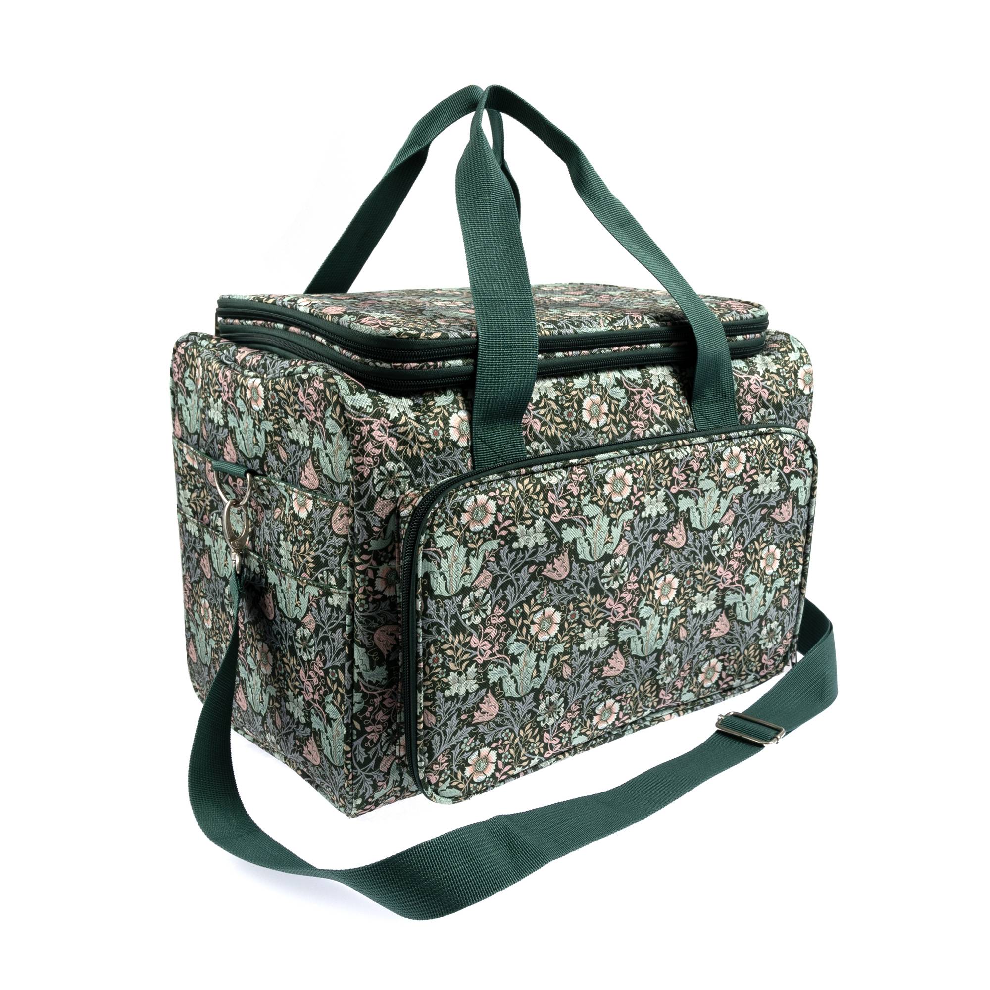 Floral Wood Block Large Craft Project Bag