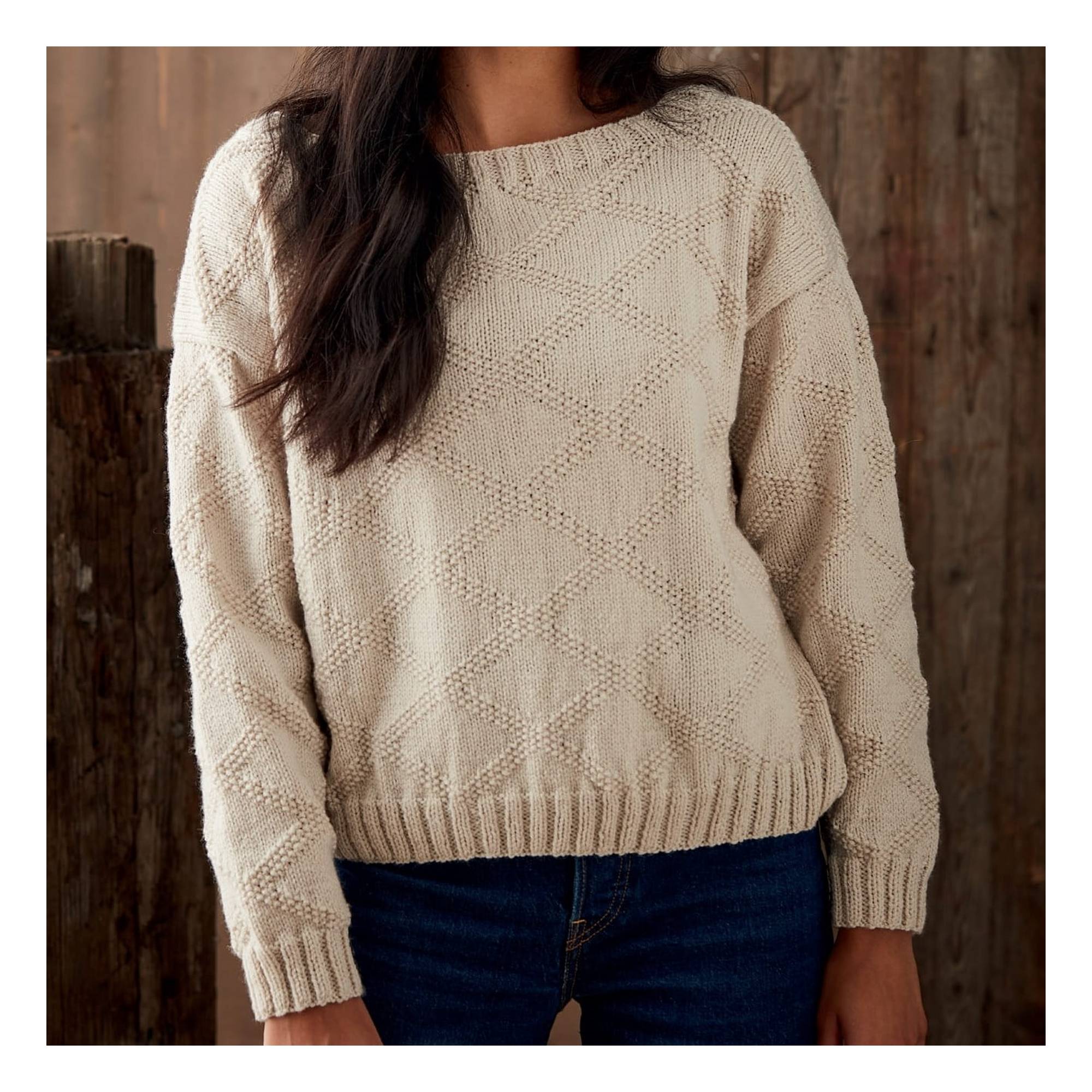 Knitcraft Moss Stitch Diamond Jumper Pattern 0277