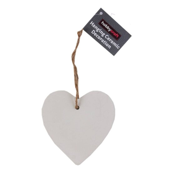 Unglazed Ceramic Hanging Heart Decoration 11cm