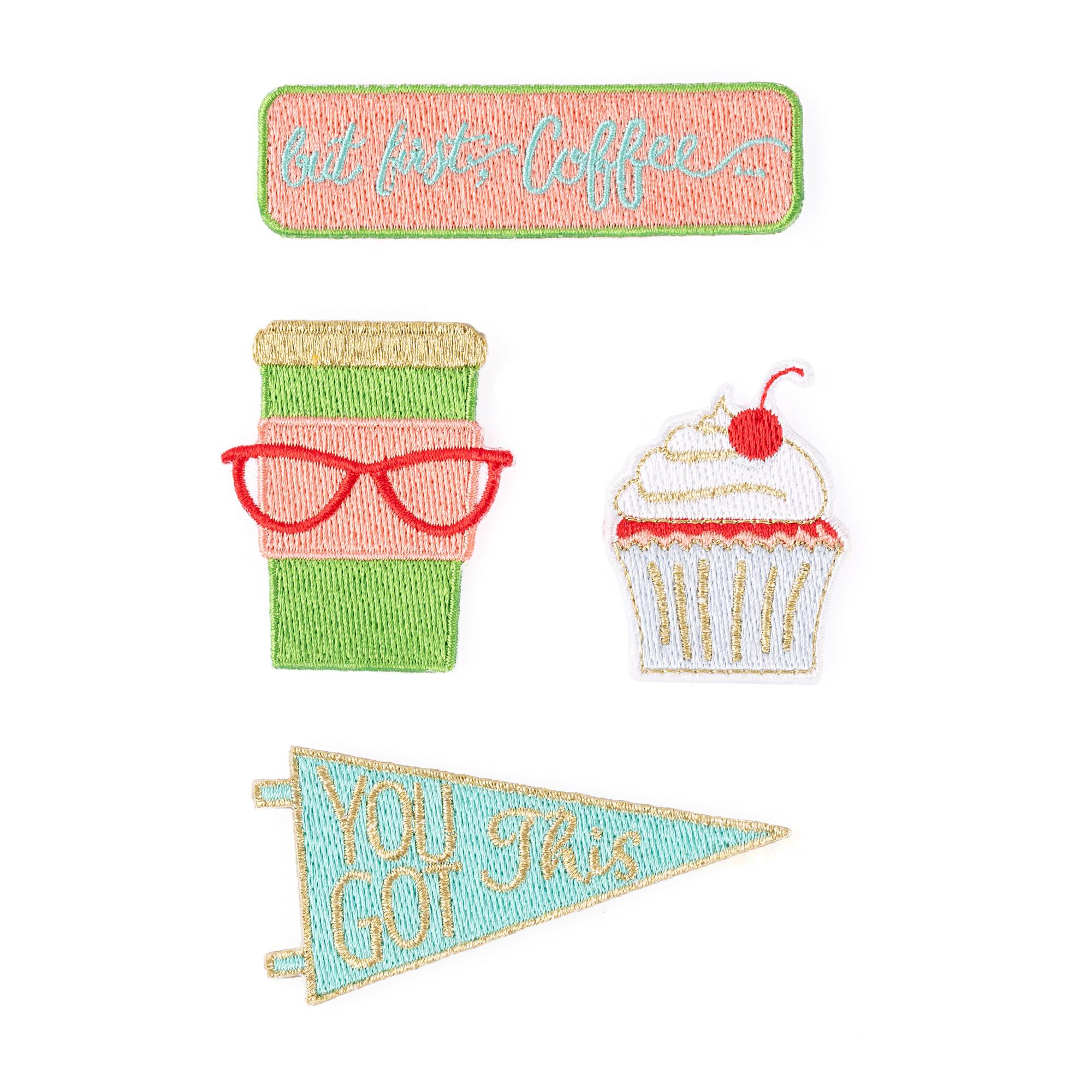 Coffee Time Iron-On Patches 4 Pack