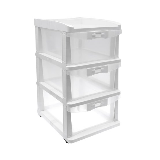 White Storage Tower with Wheels 3 Drawers