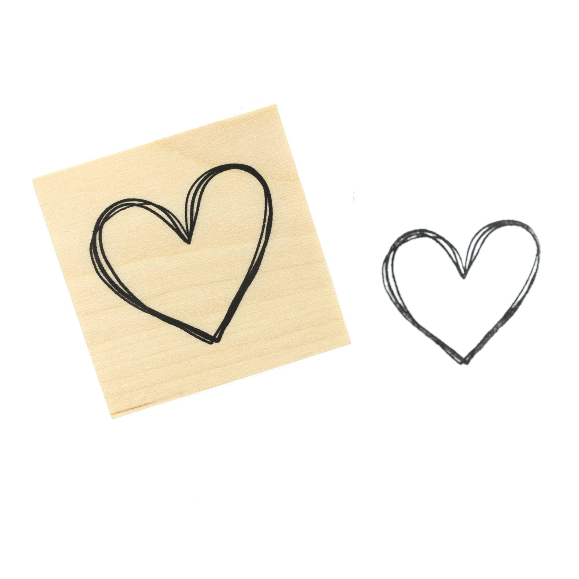 Heart Outline Wooden Stamp 3.8cm x 3.8cm