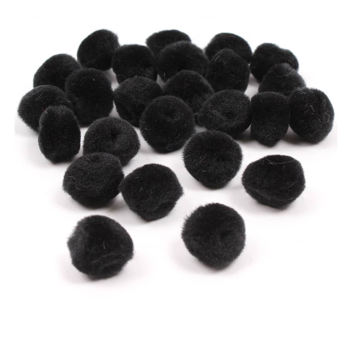 Black Pom Poms 2cm 25 Pack