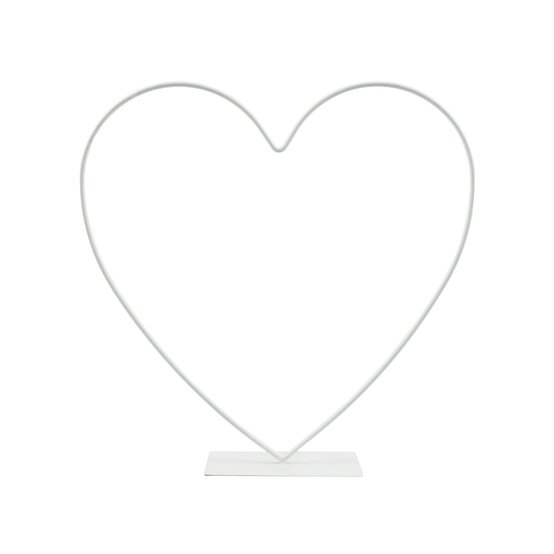 White Metal Heart Frame Decoration 20cm