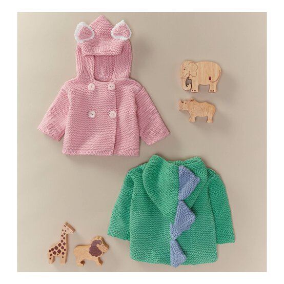 Knitcraft Cat or Dinosaur Kids Hooded Cardigan Digital Pattern 0027
