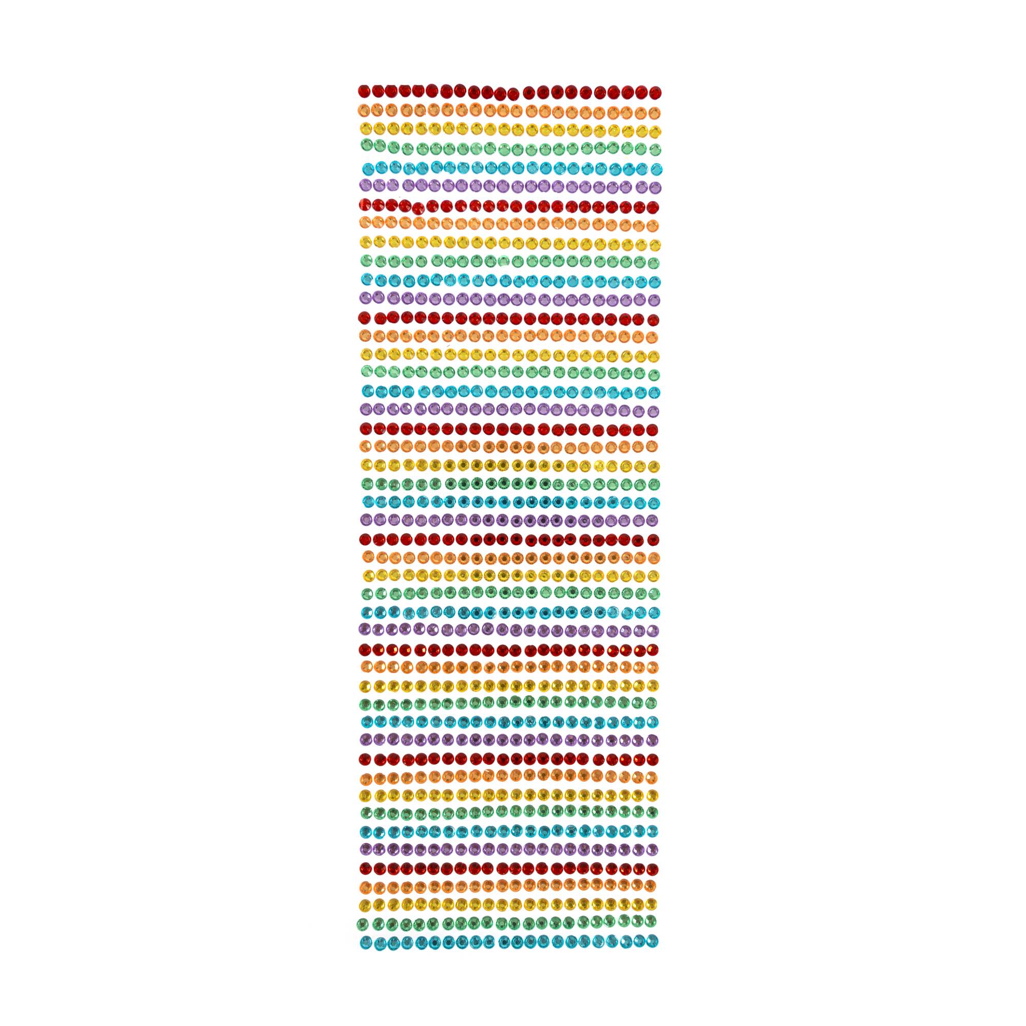 Rainbow Adhesive Gem Strips 4mm 47 Pack