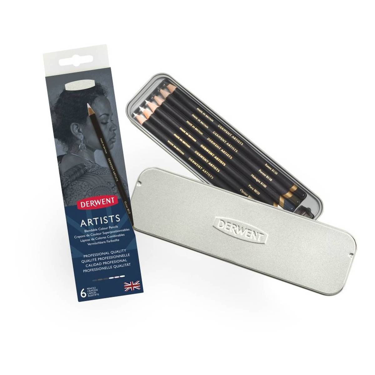 Derwent Artists Black and White Pencils 6 Pack