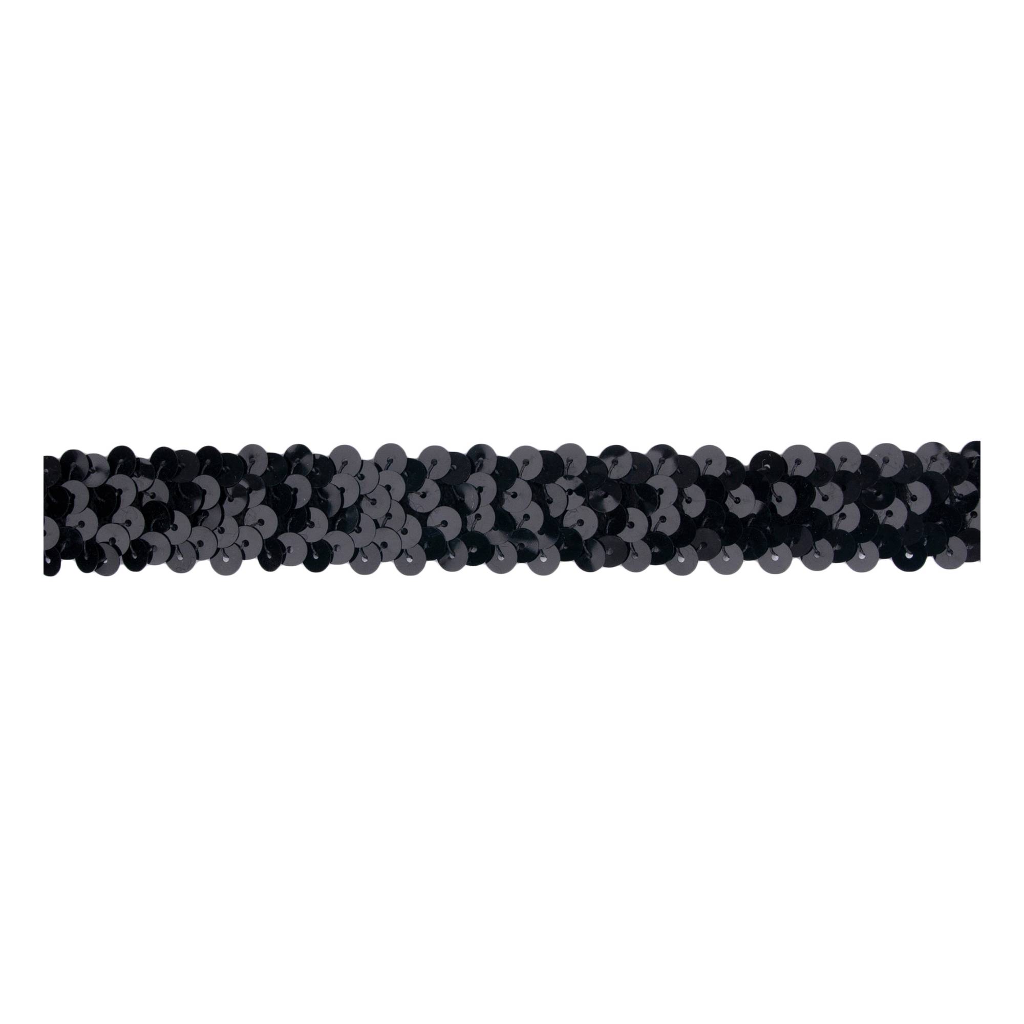 Black 20mm Sequin Stretch Trim by the Metre