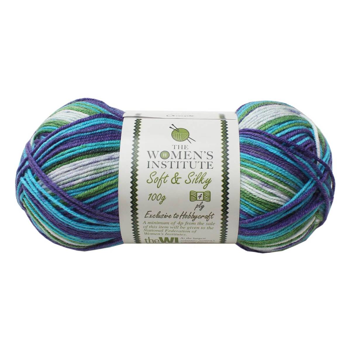 Women's Institute Purple Blue Mix Soft and Silky 4 Ply Yarn 100g