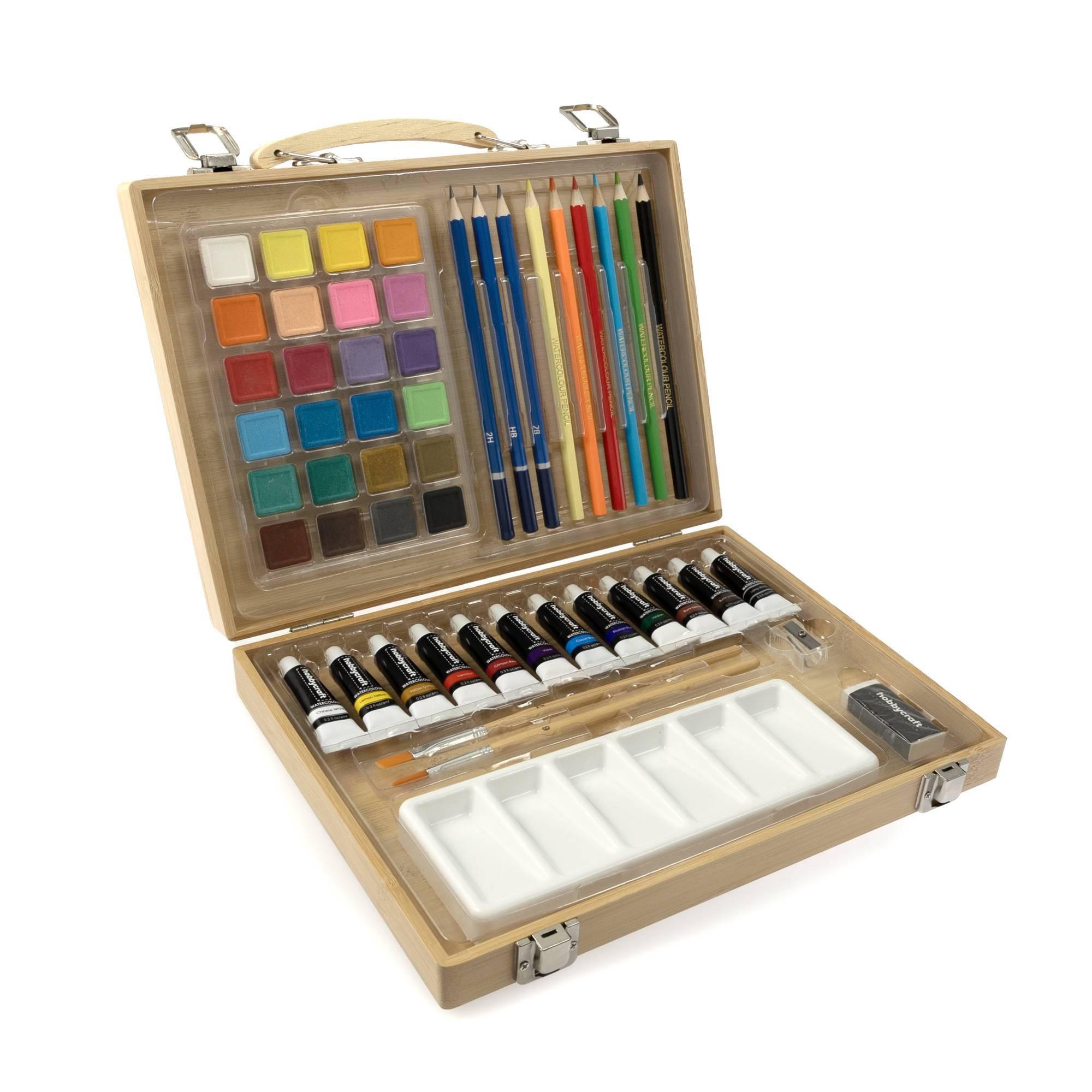 Watercolour Bamboo Box Art Set 50 Pieces