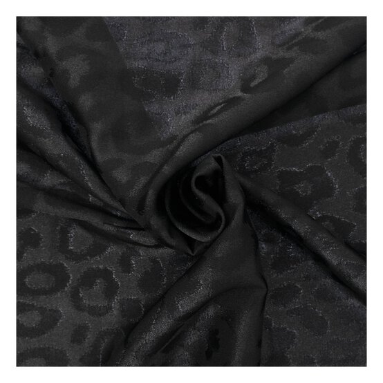 Black Animal Print Satin Fabric by the Metre