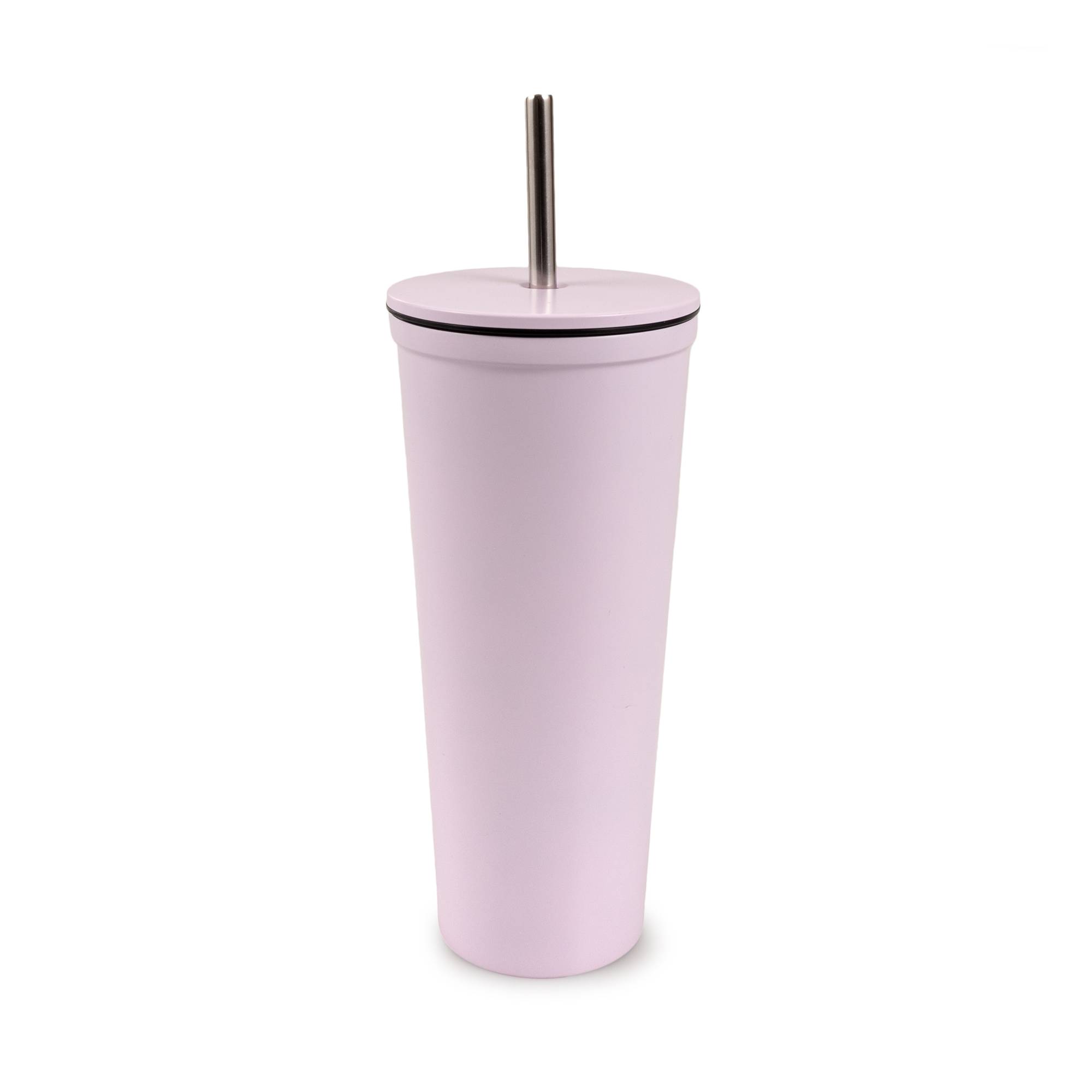 Rose Metal Cup with Straw