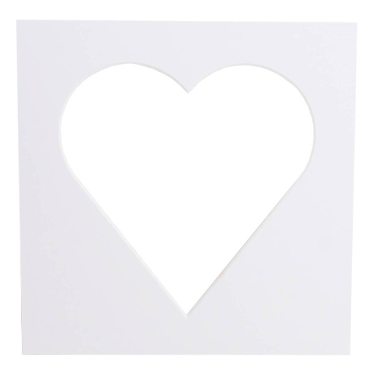 Iced White Single Heart Aperture Mount 8 x 8 Inches