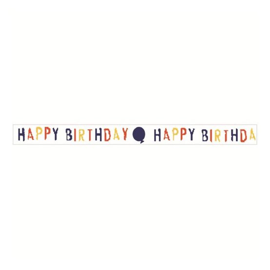 Blue Happy Birthday Balloons Ribbon 6mm x 4.5m