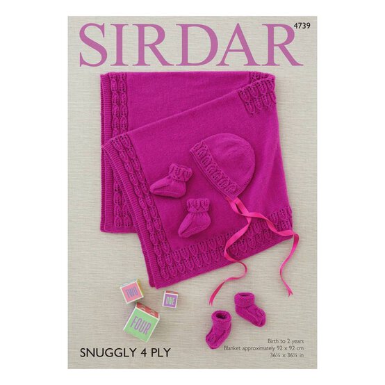 Sirdar Snuggly 4 Ply Blanket Bonnet and Bootees Digital Pattern 4739