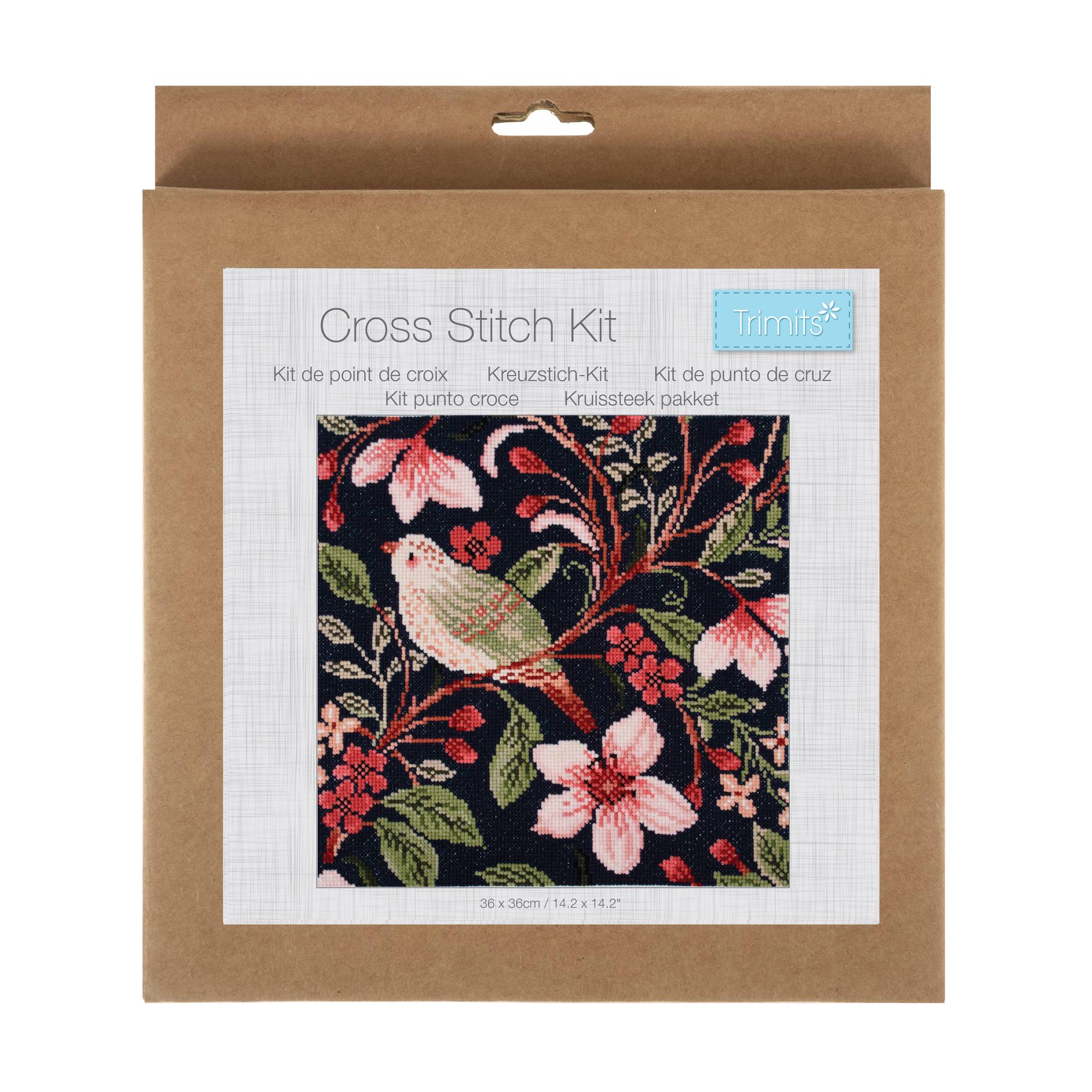 Trimits Bird Blossom Large Cross Stitch Kit 36cm x 36cm