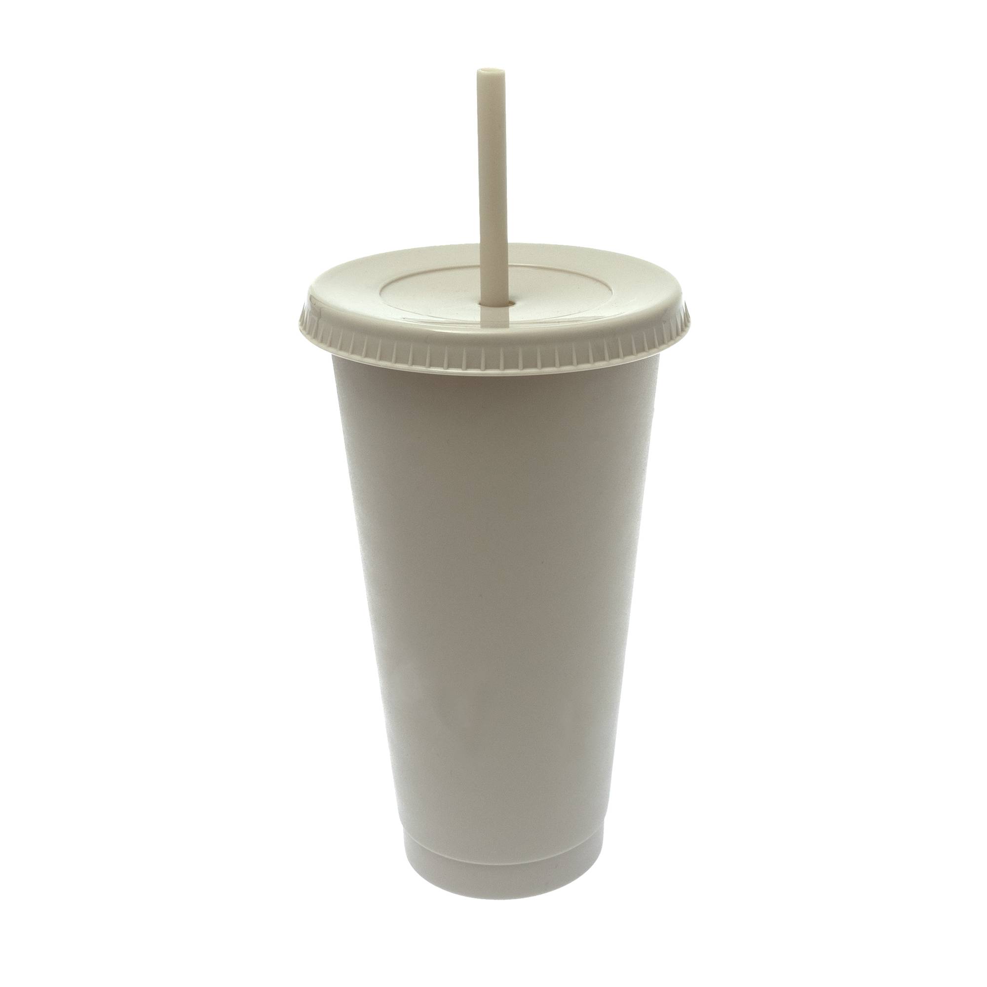 Nude Plastic Cup with Straw