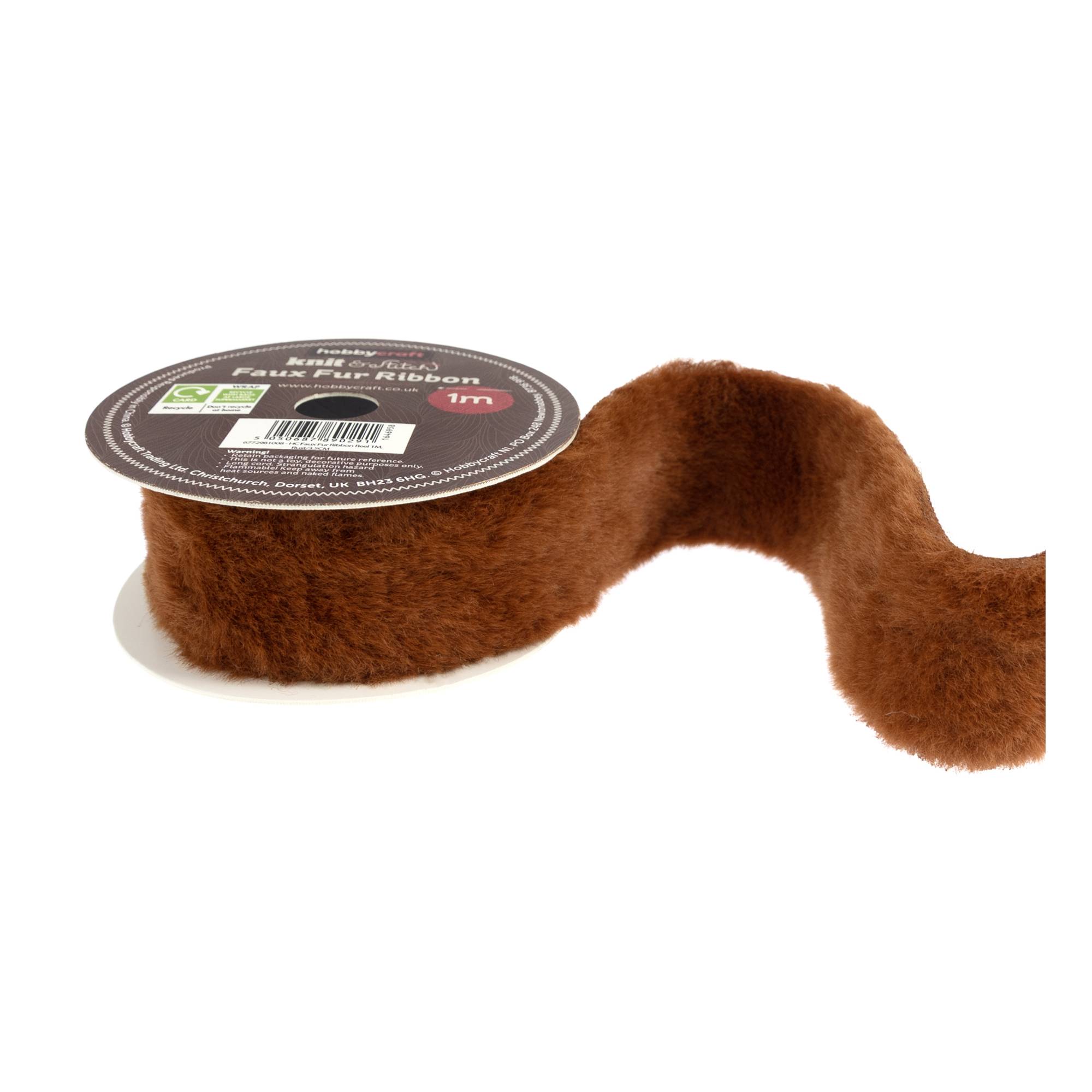 Rust Faux Fur Ribbon 3.5cm x 1m