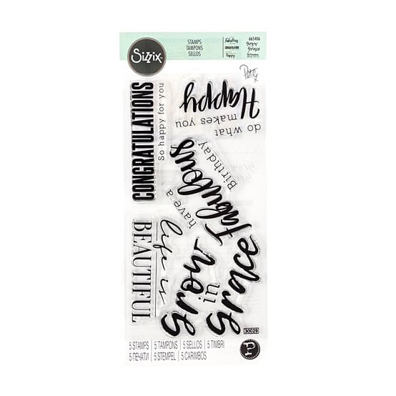 Sizzix Sunny Sentiments 4 Stamp Set 5 Pieces