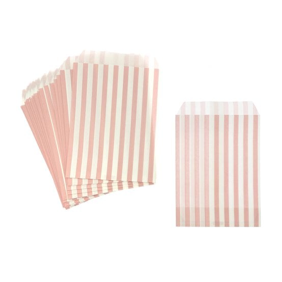 Pink and White Striped Treat Bags 50 Pack