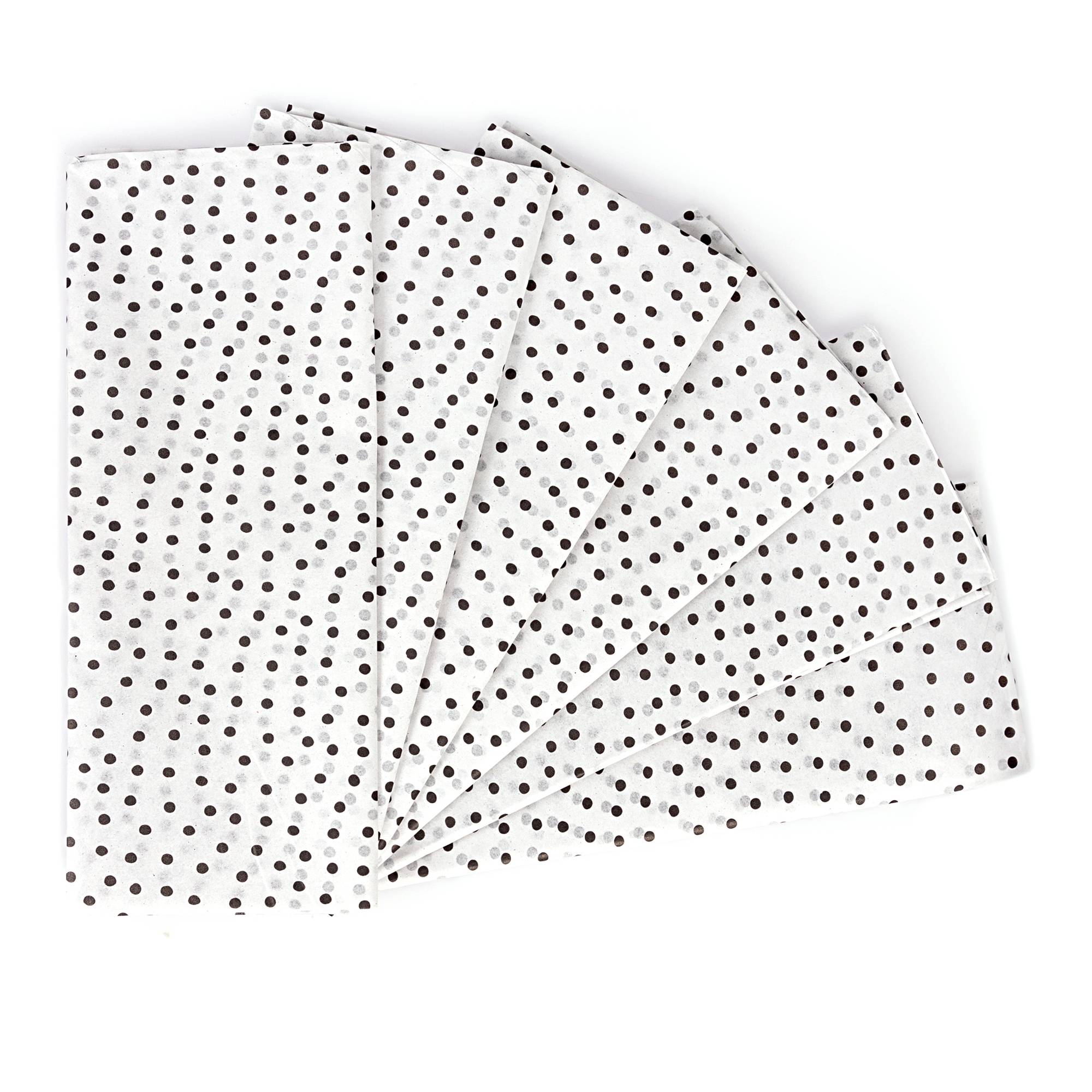 Black and White Spot Printed Tissue Paper 50cm x 75cm 6 Pack