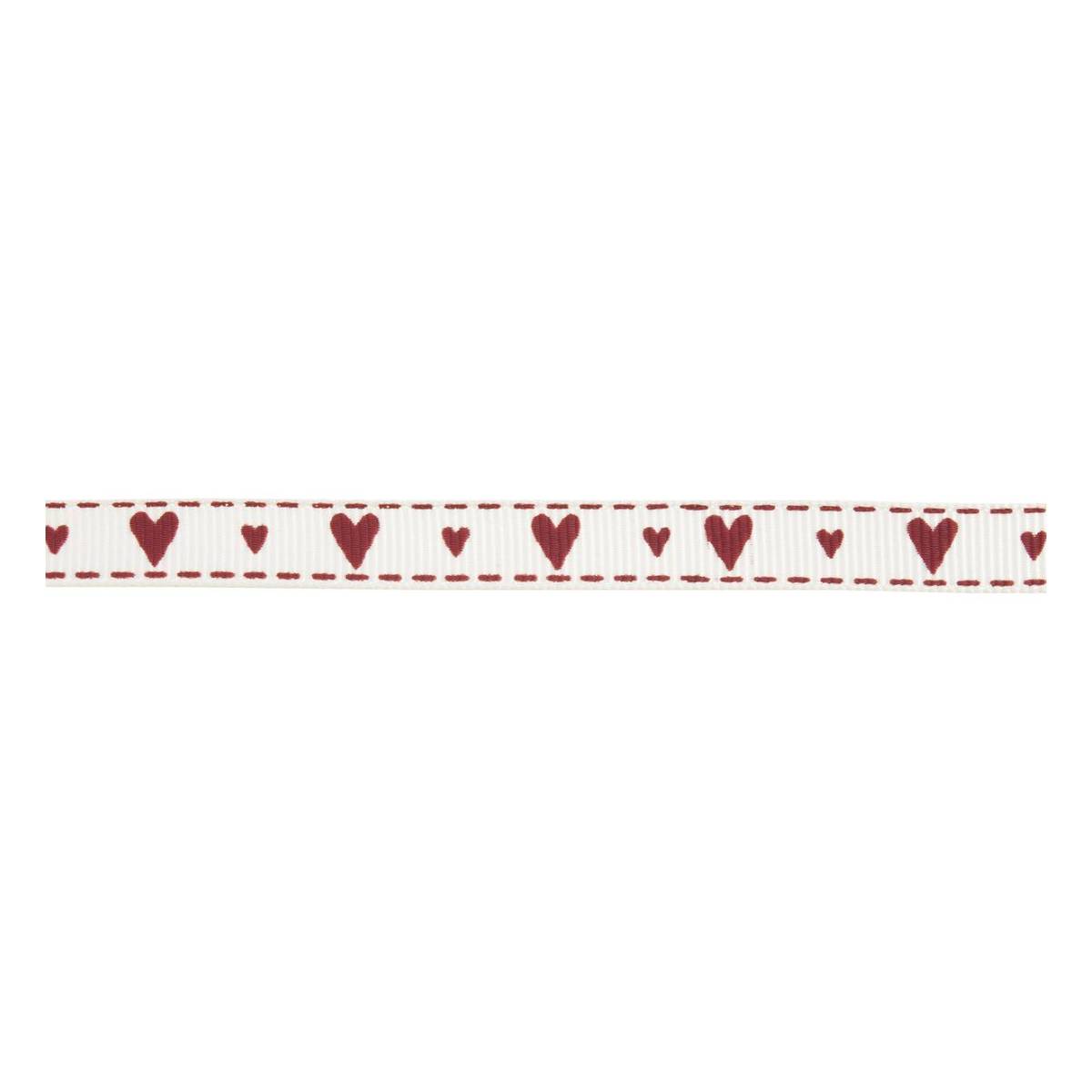 Dark Red Hearts Grosgrain Ribbon 10mm x 5m