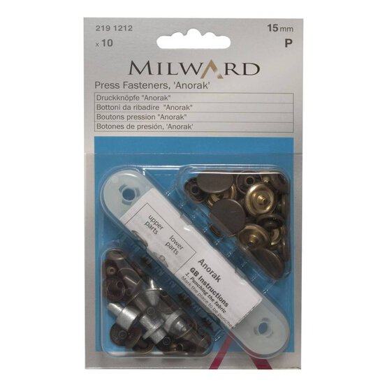 Milward Silver Sport and Camping Press Fasteners 15mm 10 Pack