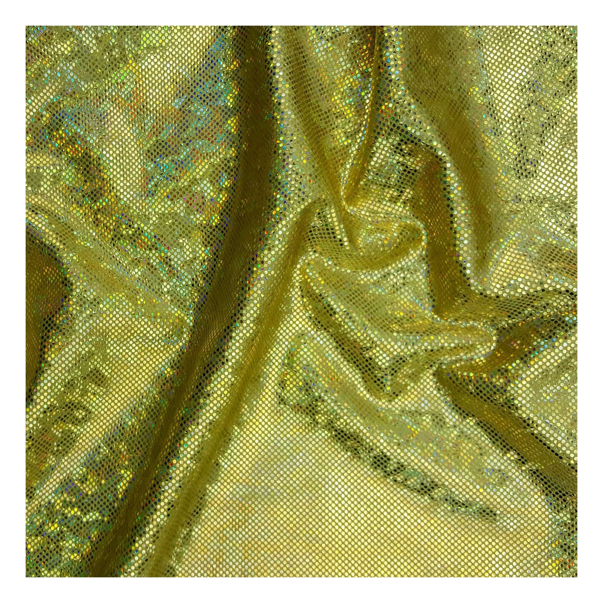 Gold Holo Foil Nylon Spandex Fabric by the Metre