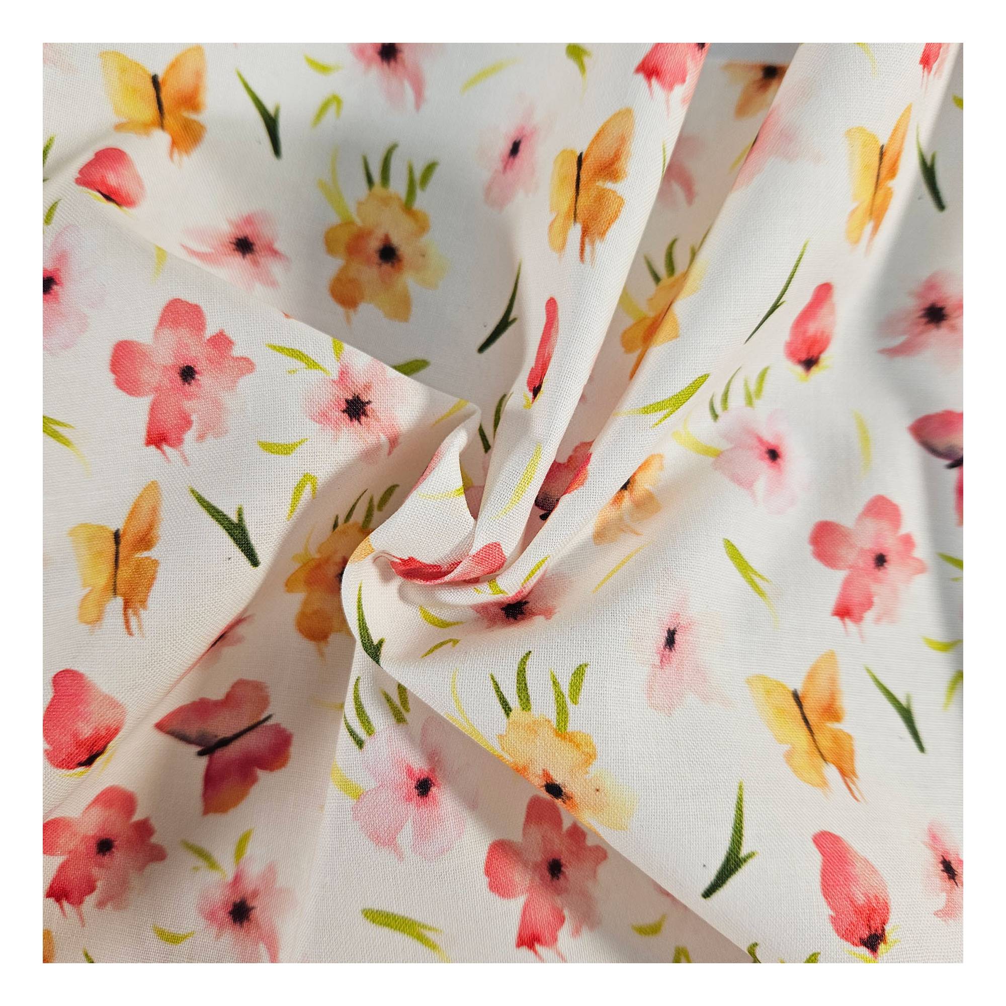 Watercolour Butterfly Cotton Fabric by the Metre