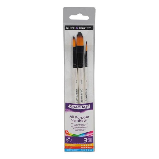 Daler-Rowney All Purpose Synthetic Brushes 3 Pack
