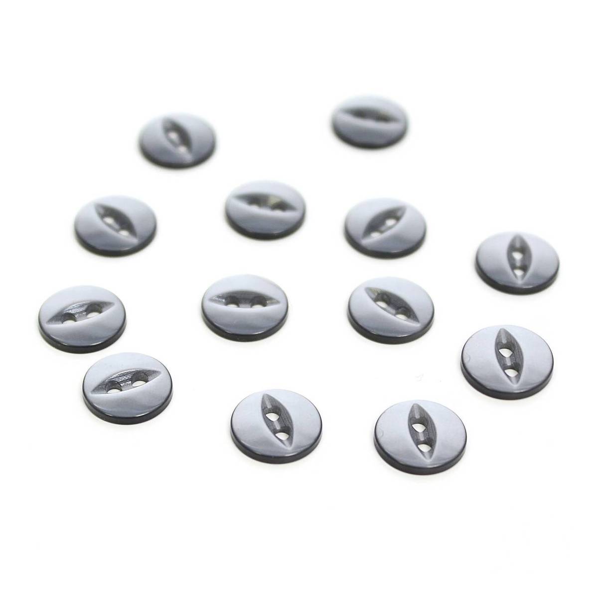 Hemline Grey Basic Fish Eye Button 13 Pack