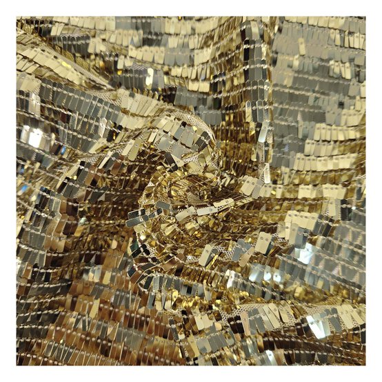 Gold Net Fringe Sequin Fabric by the Metre