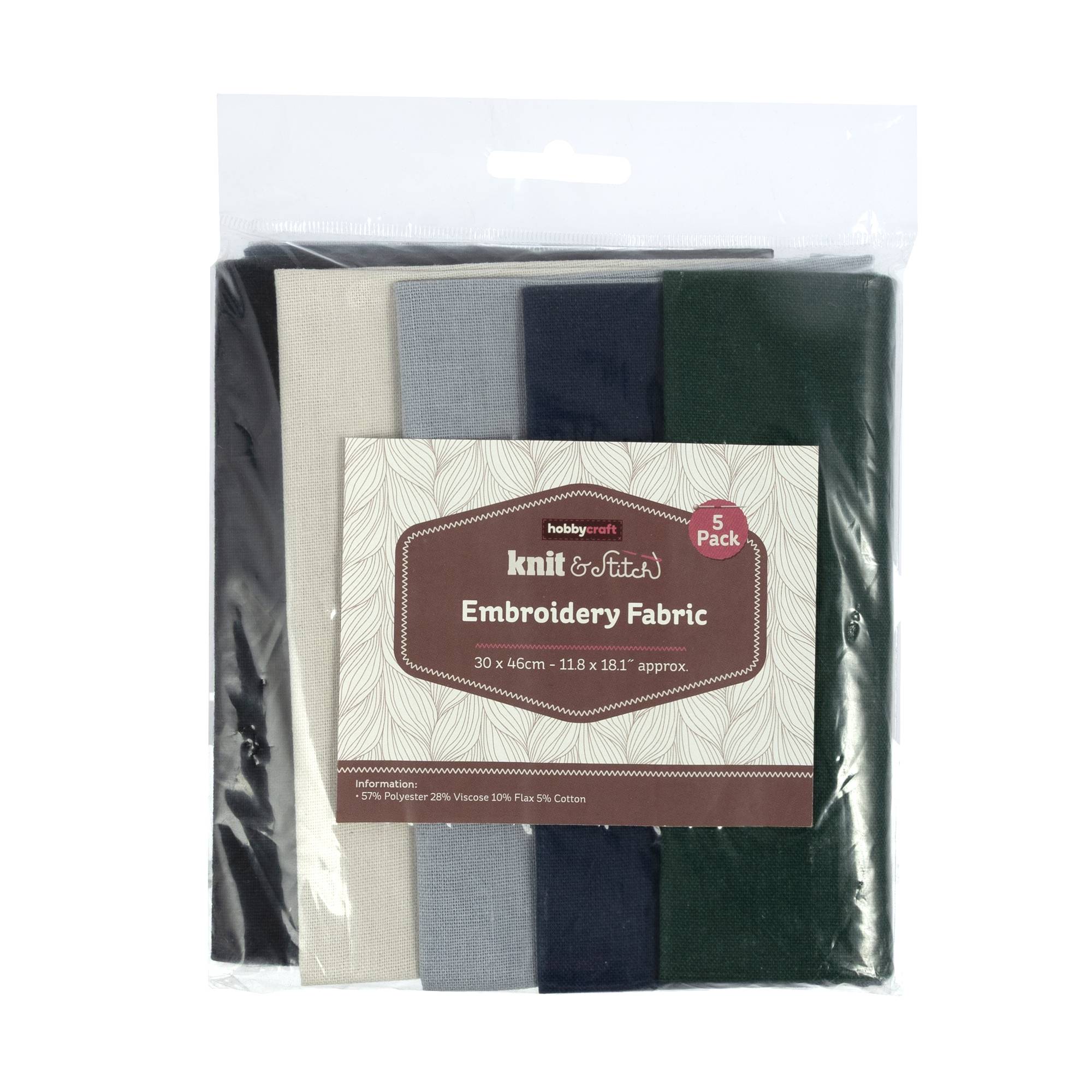 Embroidery Fabric 30cm x 46cm 5 Pack