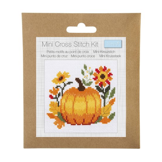 Trimits Pumpkin Counted Cross Stitch Kit 13cm x 13cm