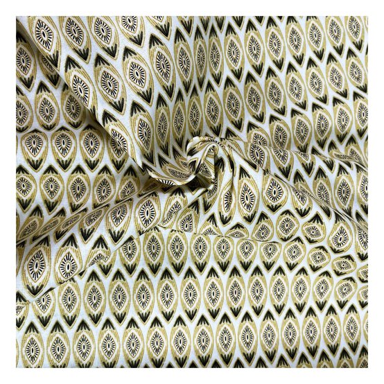 Oval Tile Stone Branch Cotton Fabric by the Metre