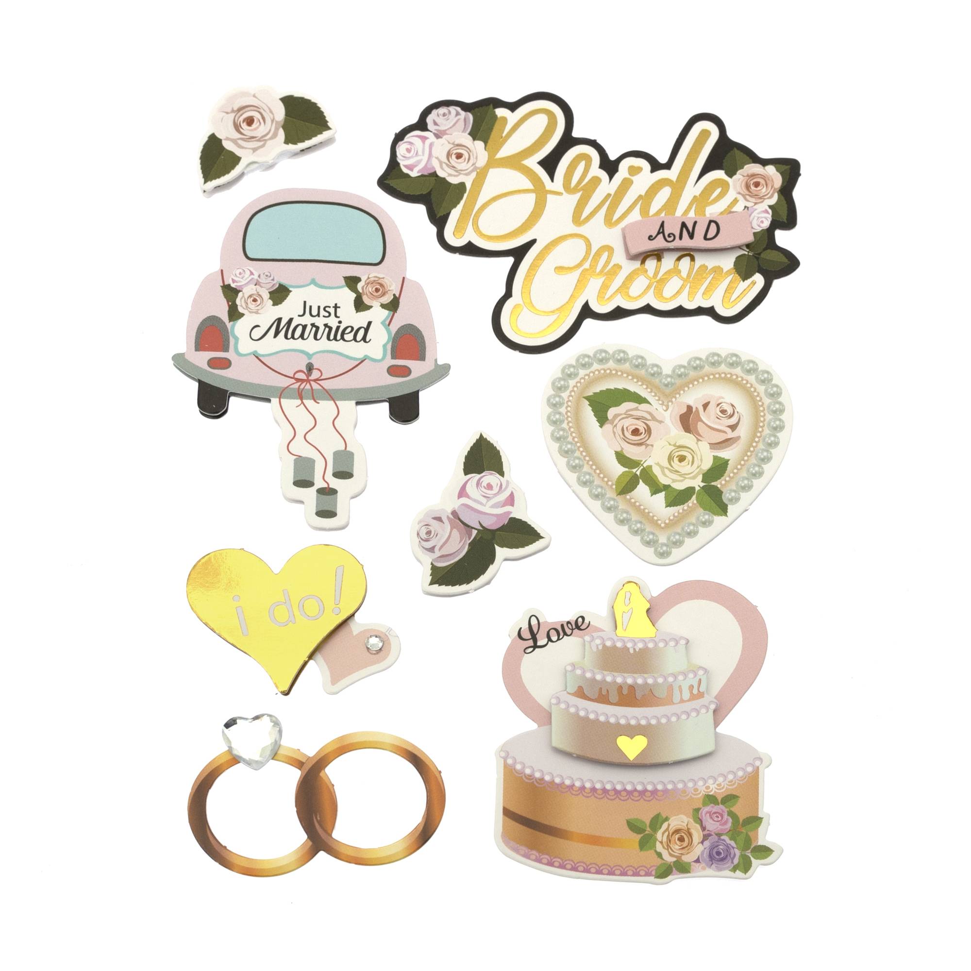 Just Married Card Toppers 8 Pack