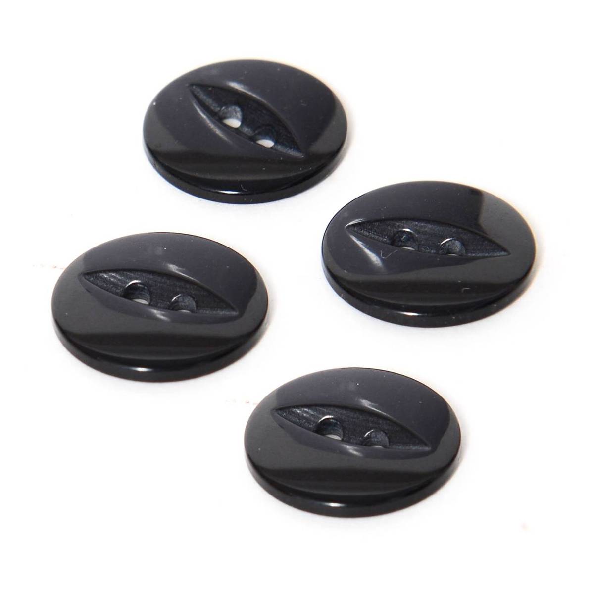 Hemline Black Basic Fish Eye Button 4 Pack