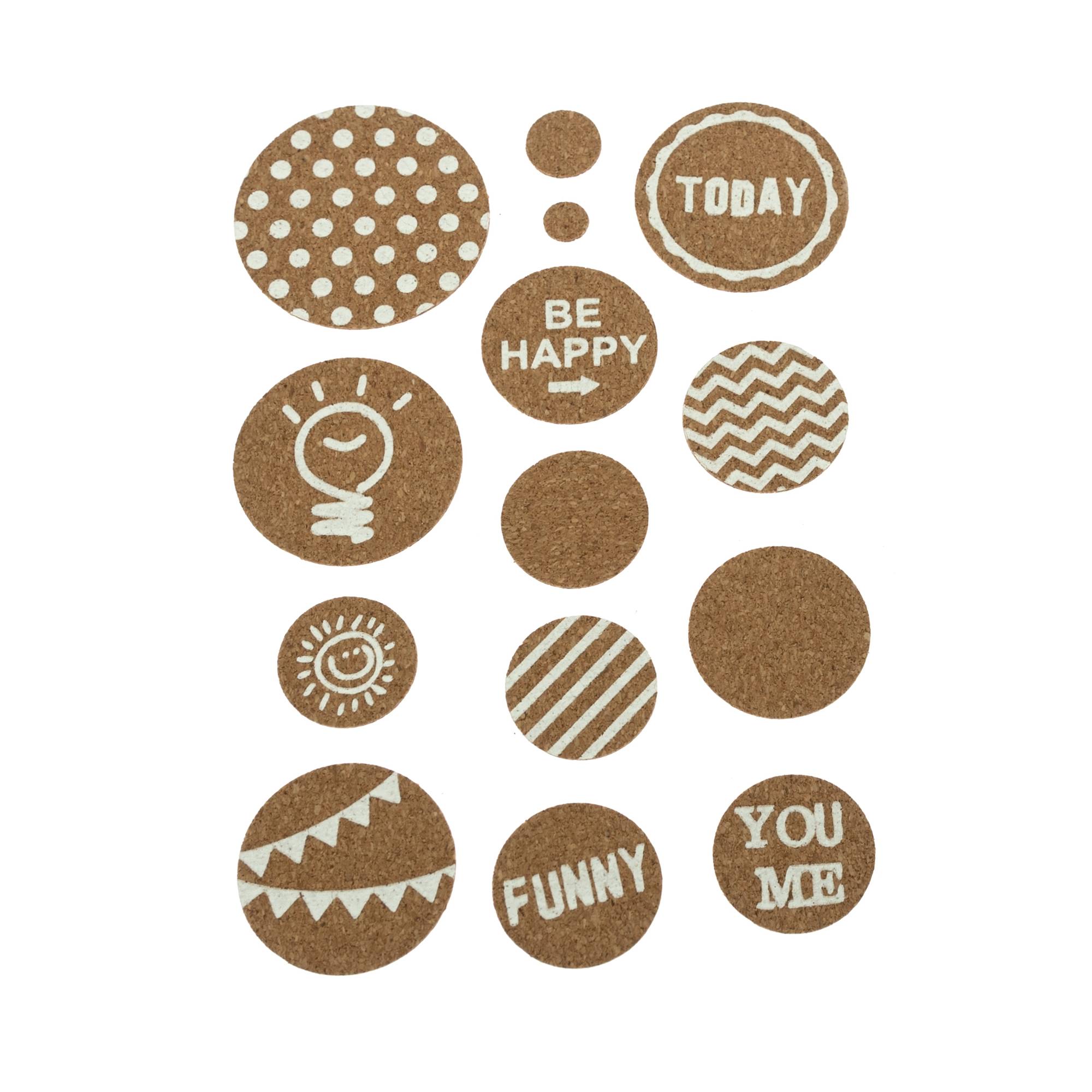 Happy Cork Stickers 14 Pack