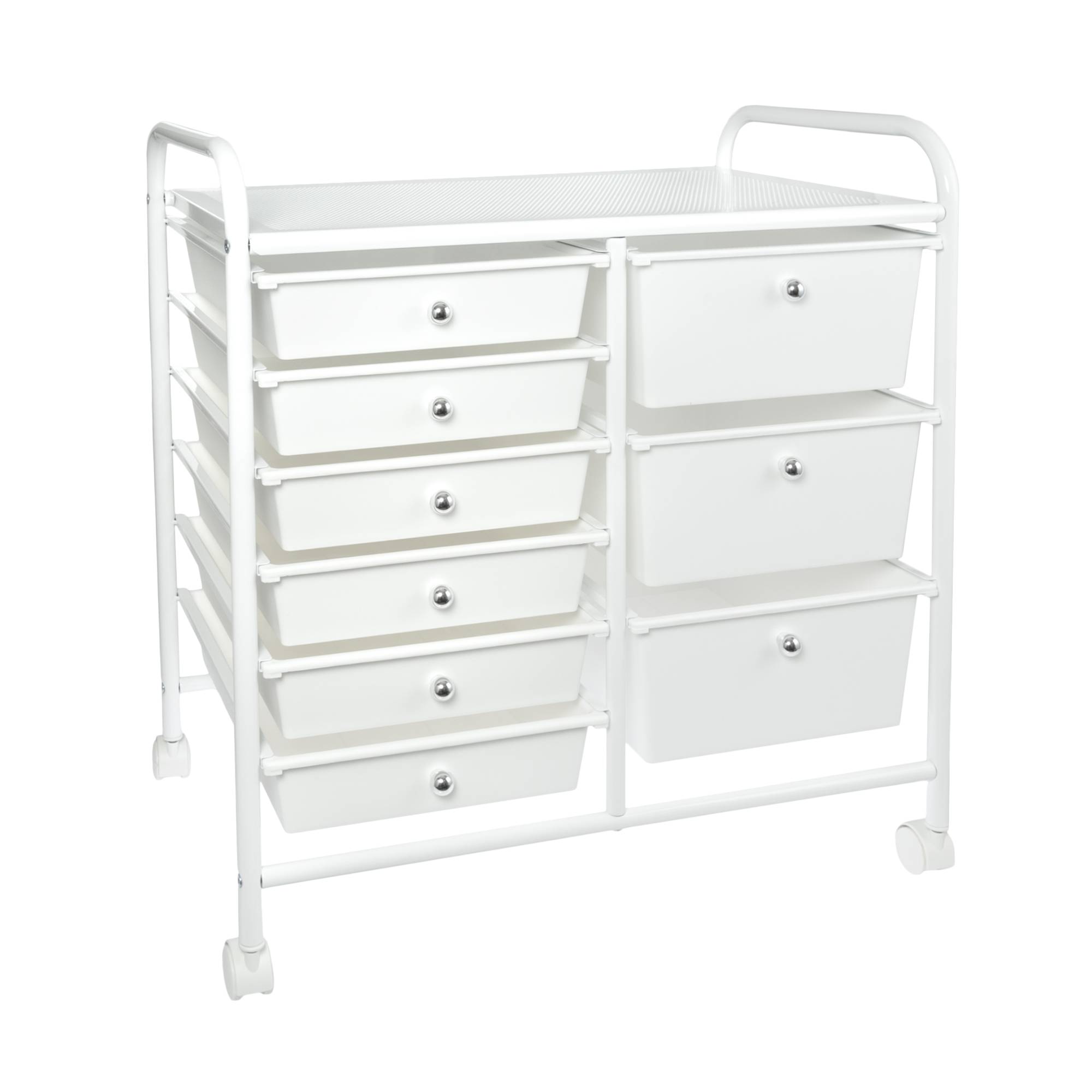 Matte White Rolling Organiser 9 Drawers