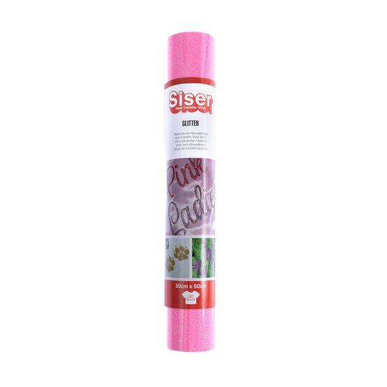 Siser Neon Pink Glitter Heat Transfer Vinyl 30cm x 50cm