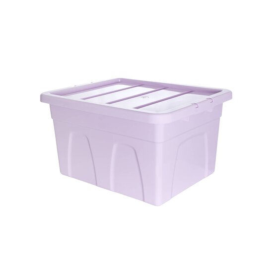 Whitefurze 32 Litre Pastel Purple Stack and Store Storage Box
