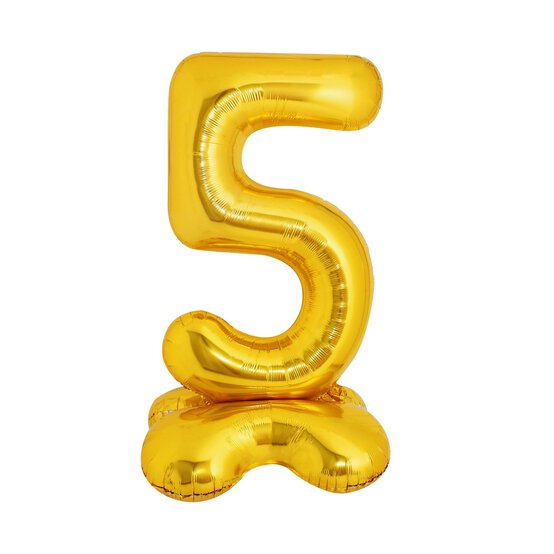 Standing Gold Number 5 Balloon 1m
