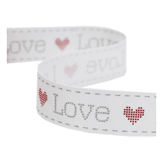 Grey Love Satin Ribbon 16mm x 4m