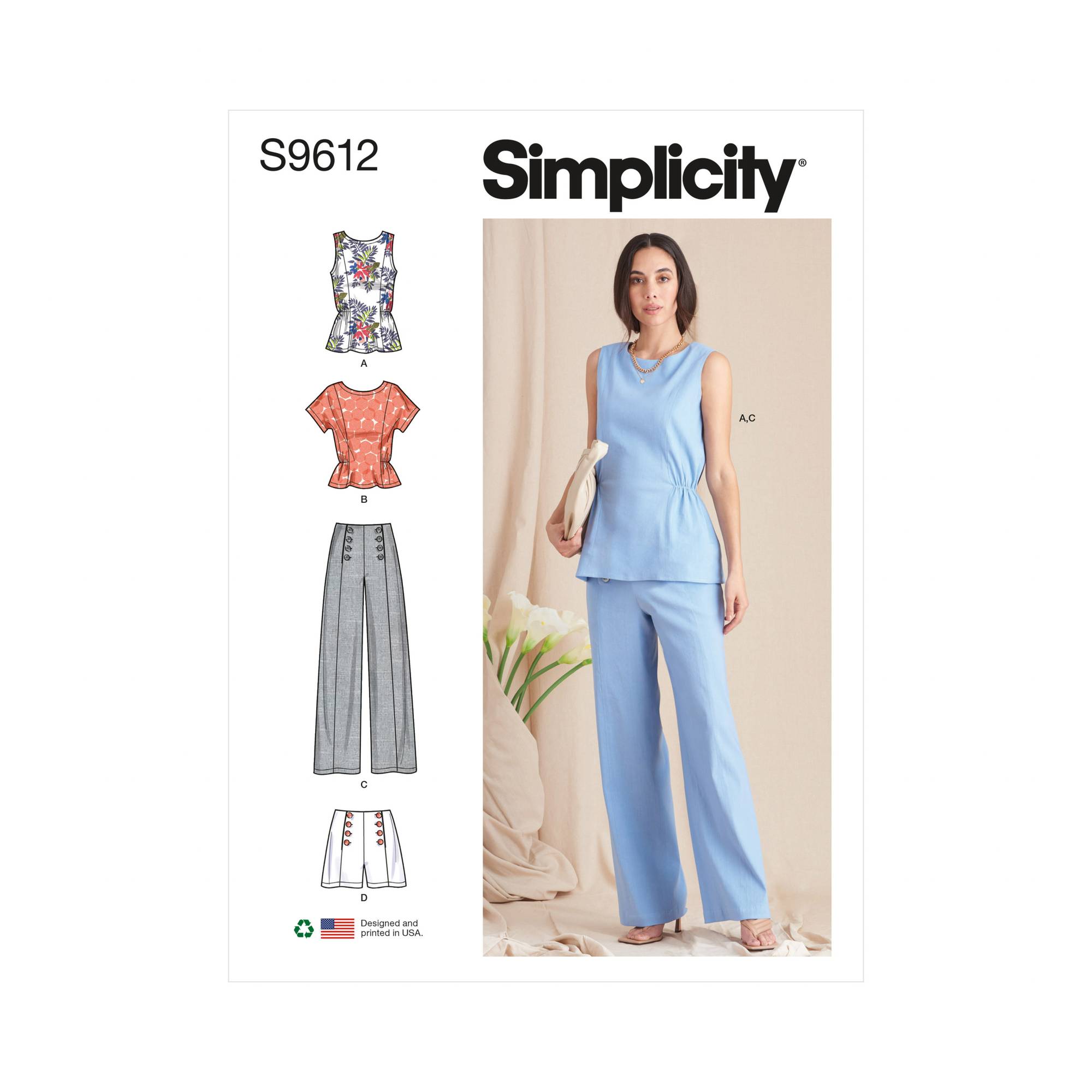 Simplicity Women’s Tops and Trousers Sewing Pattern S9612 (6-14)