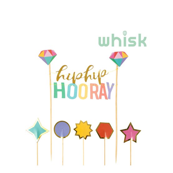 Whisk Hip Hip Hooray Cake Toppers 6 Pieces