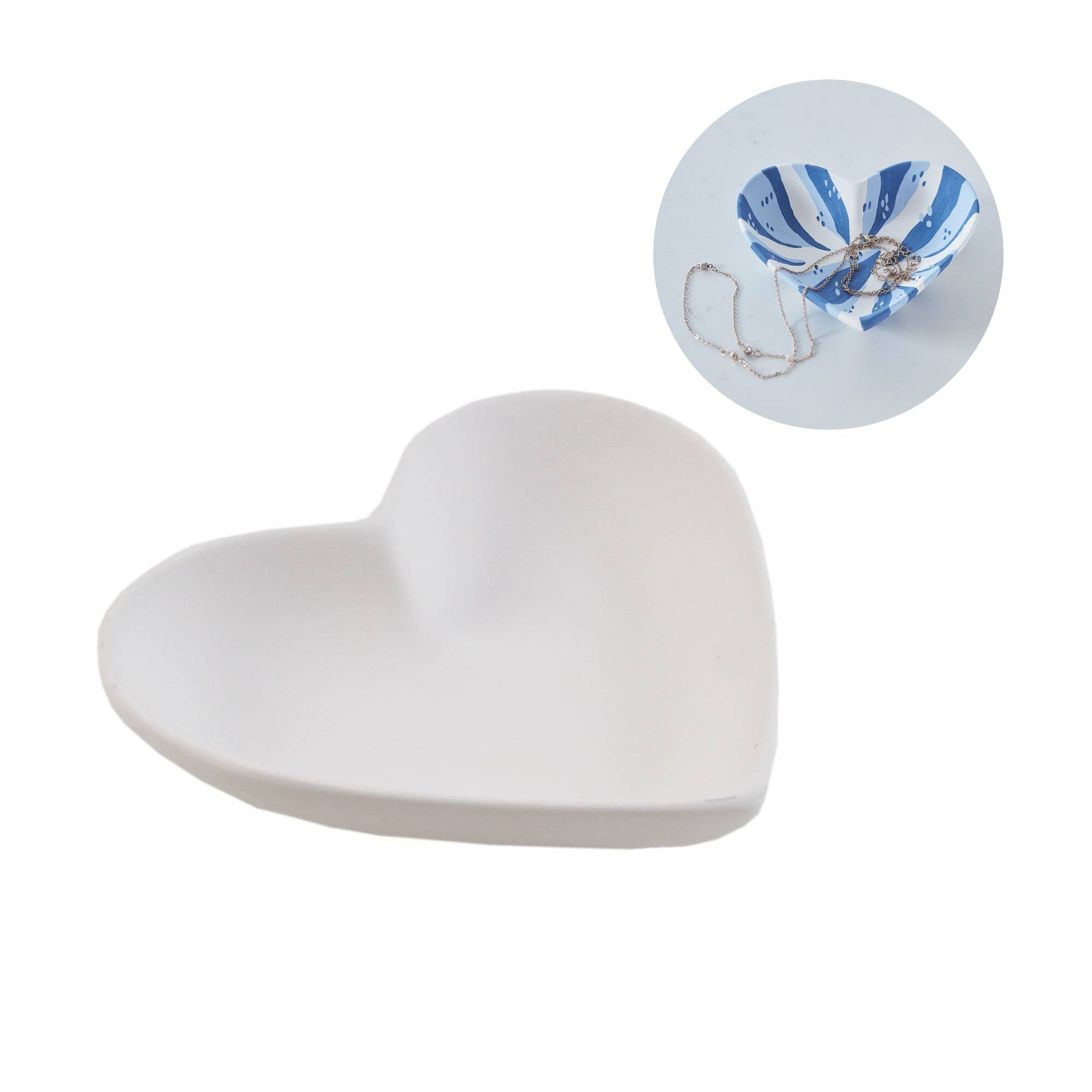 Unglazed Ceramic Heart Trinket Dish 12cm
