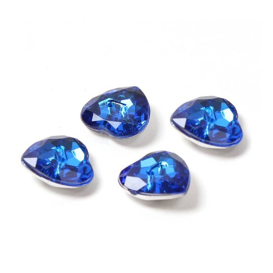 Hemline Royal Blue Novelty Crystal Button 4 Pack