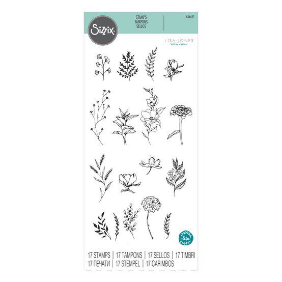 Sizzix Garden Botanical Stamp Set 17 Pieces