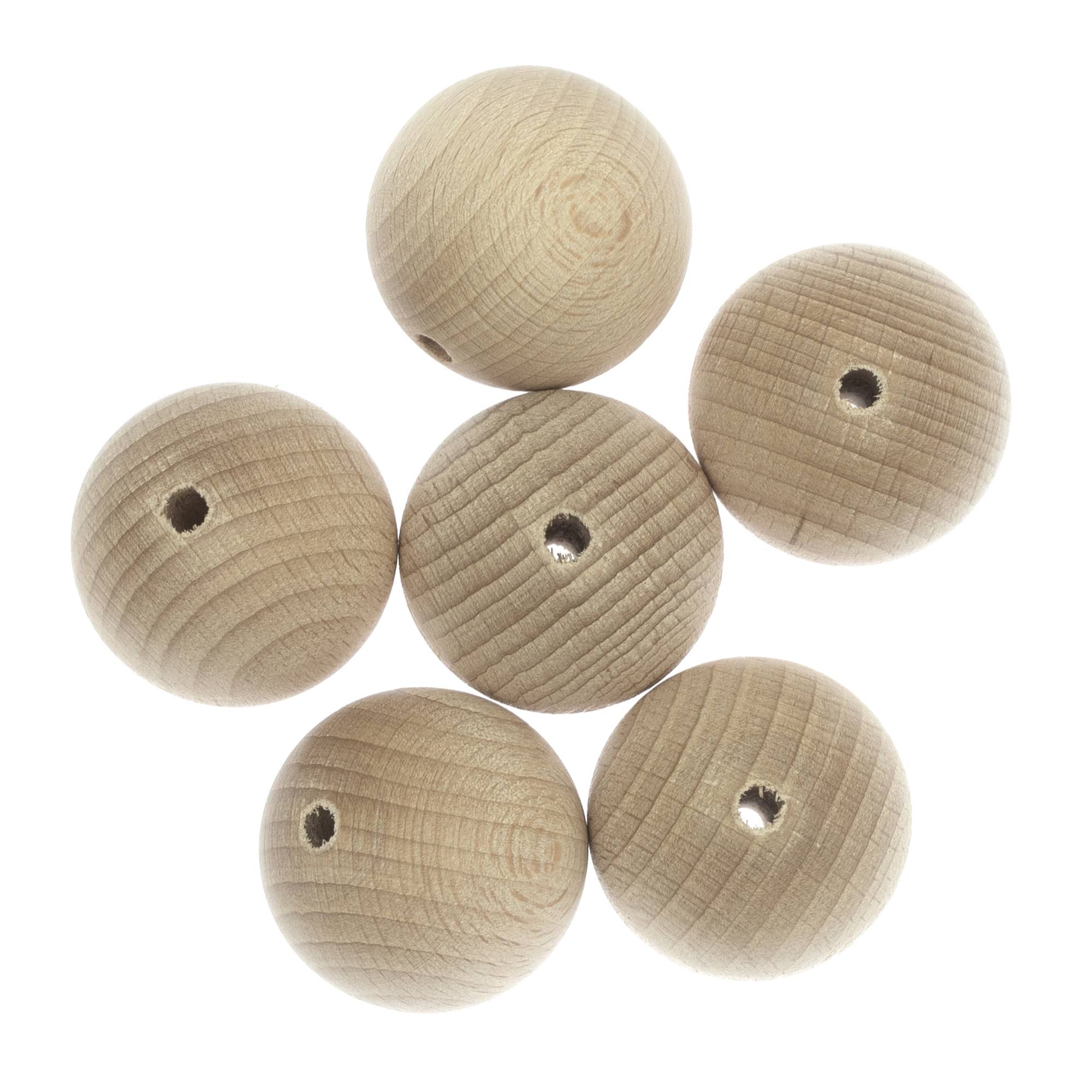 Round Wooden Beads 15mm 6 Pack