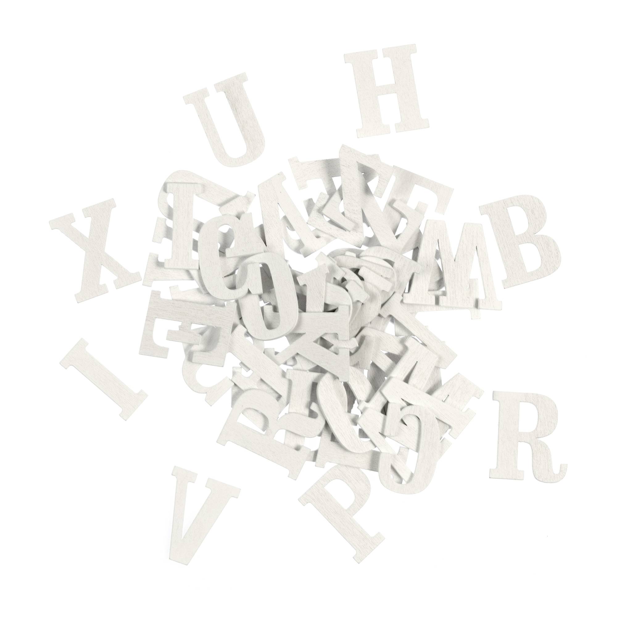 White Wooden Letters 52 Pieces
